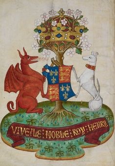 Henry’s-arms-after-Bosworth-–-Red-Dragon-of-Cadwallader-and-the-Greyhound-of-Beaufort-as-supporters