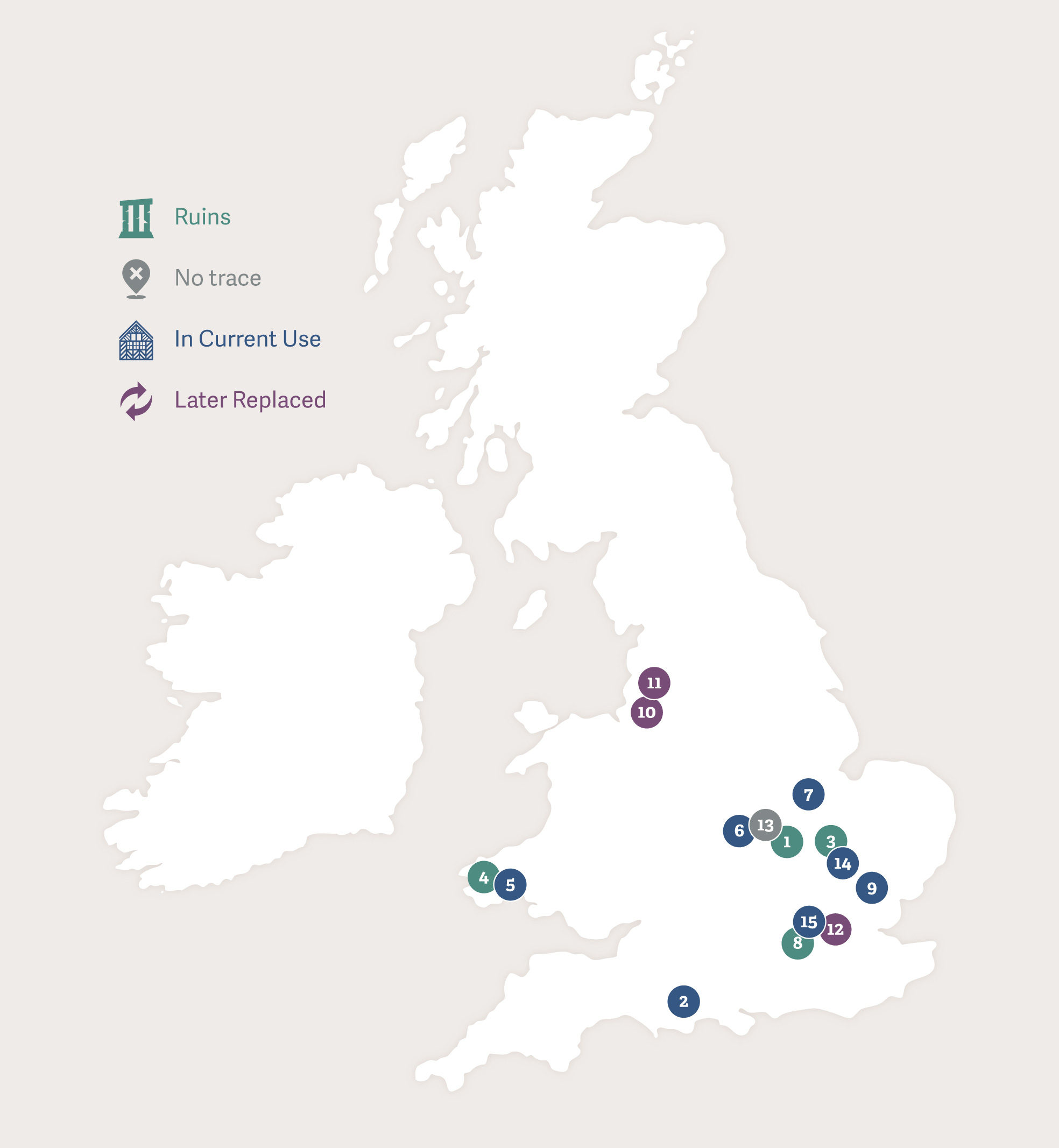 Map of Great Britain showing the footsteps of Lady Margaret Beaufort