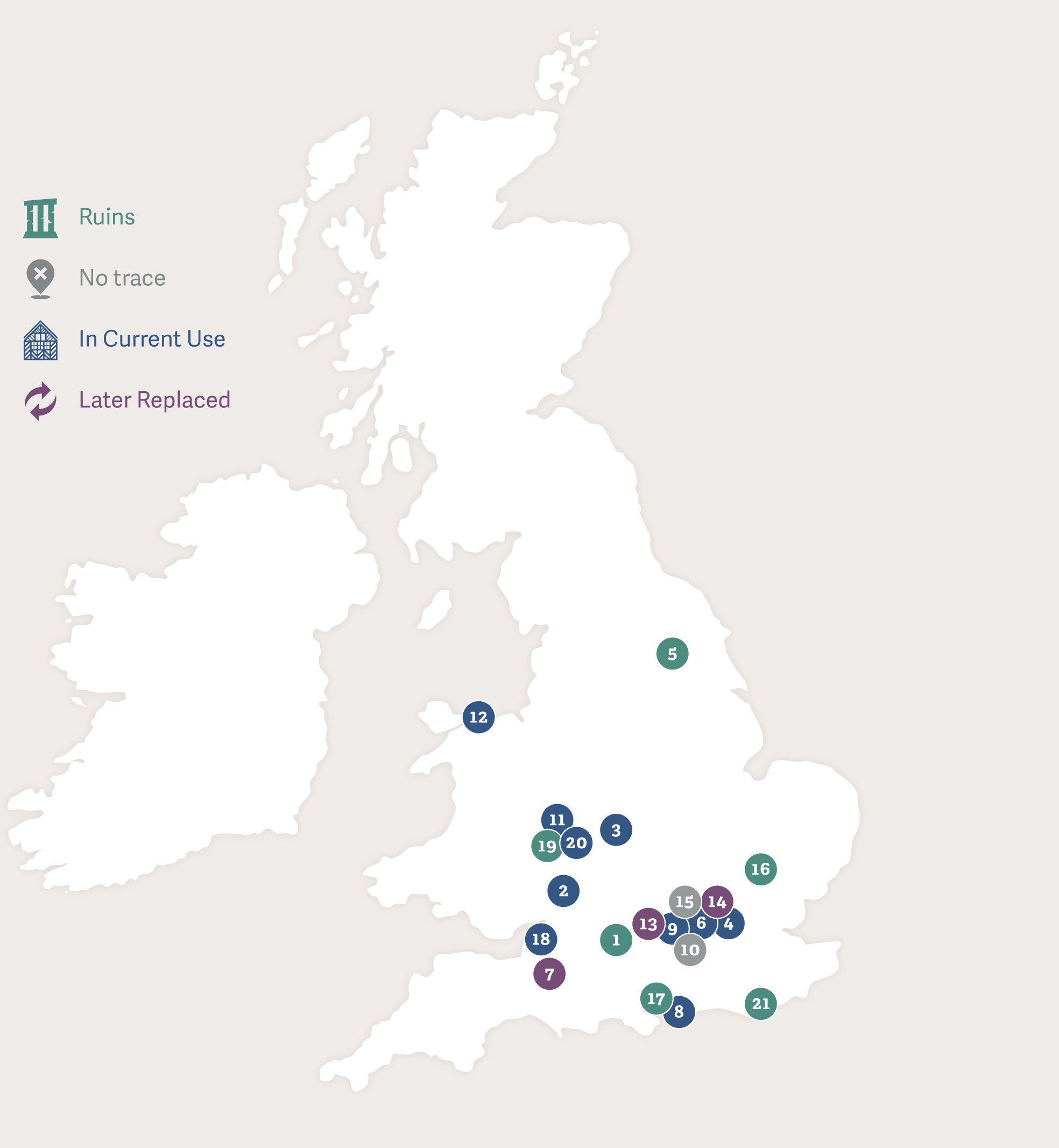 Map of Great Britain showing the footsteps of Lady Margaret Plantagenet