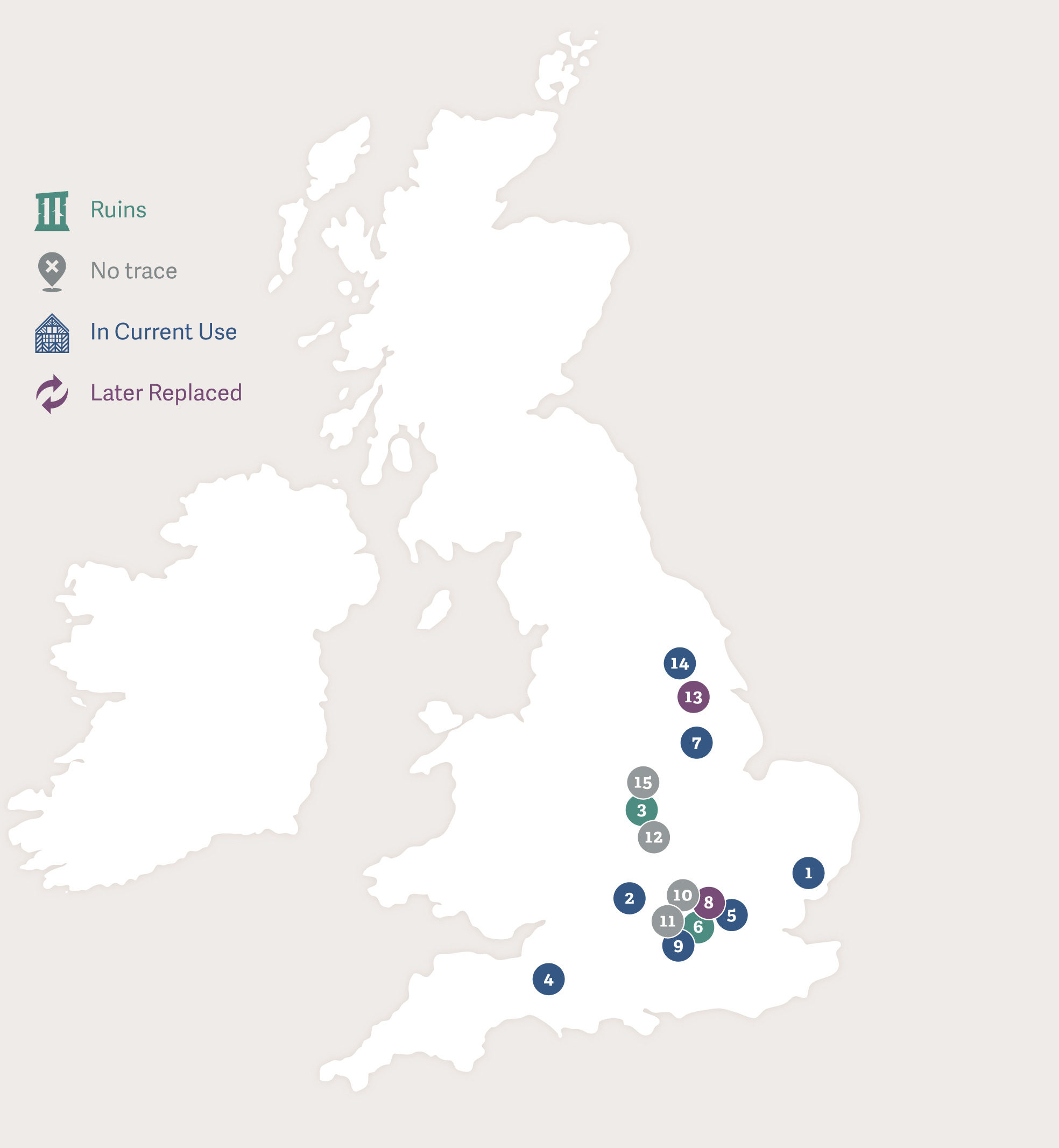 Map of Great Britain showing the footsteps of Cardinal Thomas Wolsey